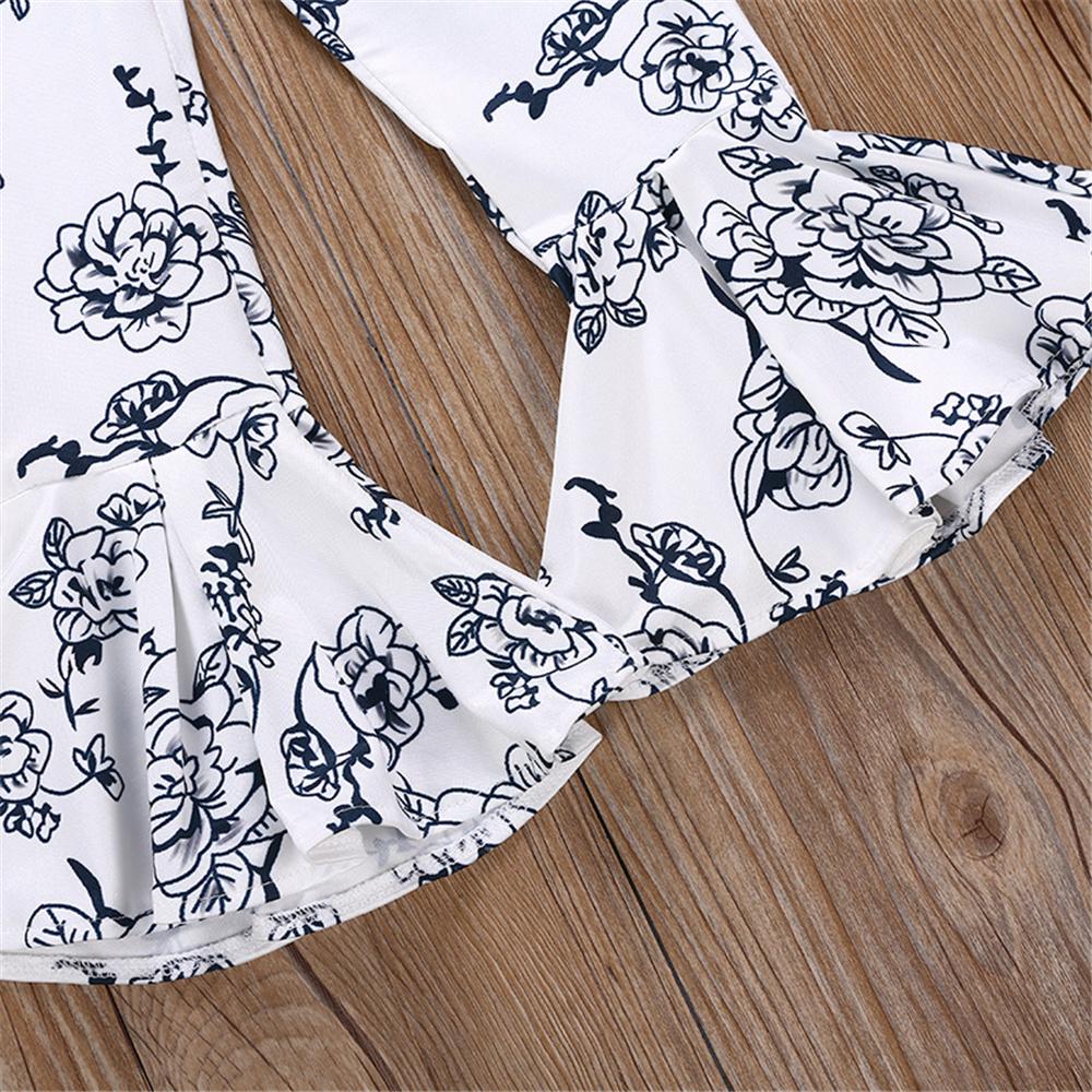 Girls Solid Color Tank Top & Floral Bell Trousers wholesale kids clothing suppliers