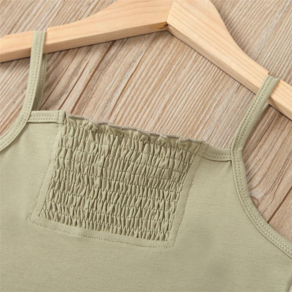 Girls Solid Color Tank Top & Floral Pleated Skirt Kids Clothing Suppliers
