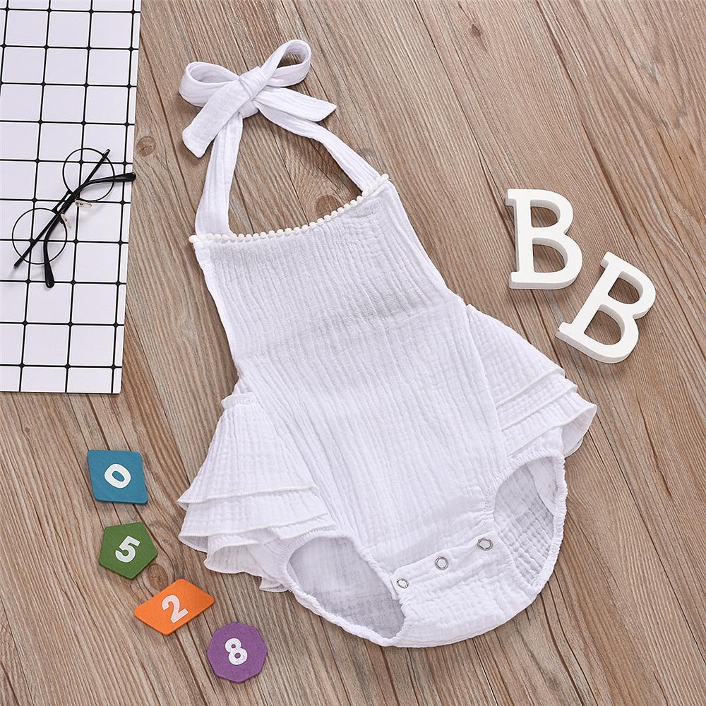Baby Girls Solid Color Tie Up Romper baby clothes wholesale usa