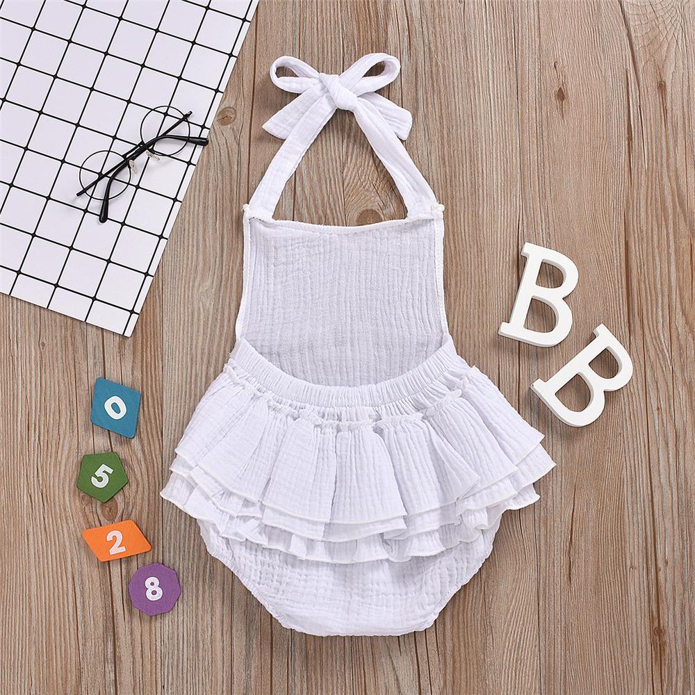 Baby Girls Solid Color Tie Up Romper baby clothes wholesale usa