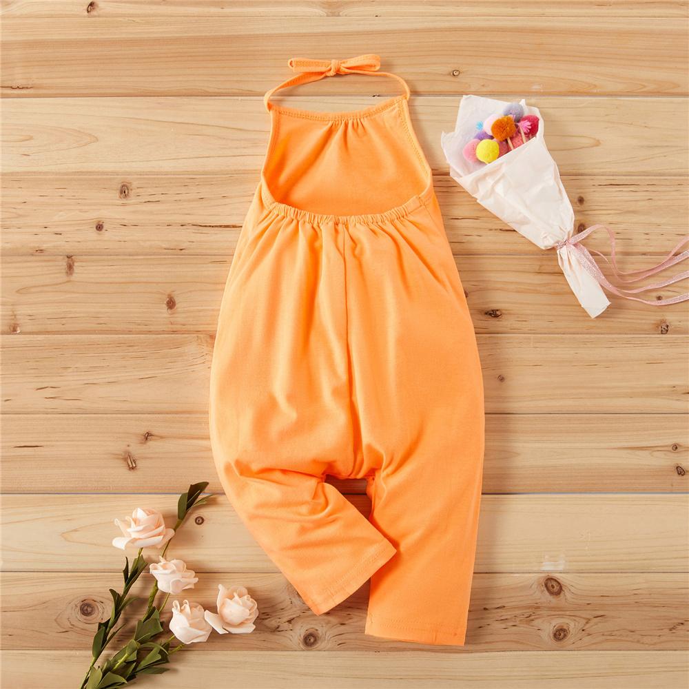 Girls Solid Color Tie Up Summer Jumpsuit Girl Boutique Clothing Wholesale