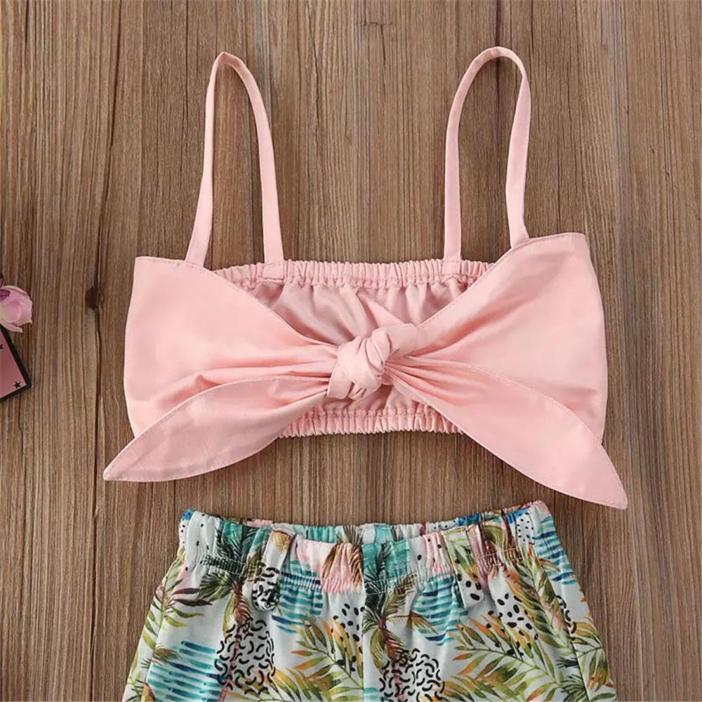 Girls Solid Color Tube Tank Top Tree Pants wholesale kids clothing suppliers