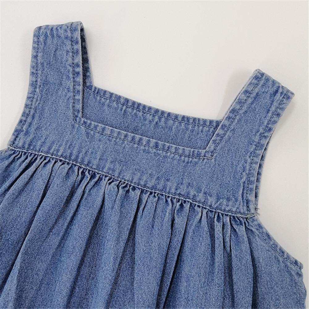 Girls Solid Denim Suspender Dress wholesale childrens clothing