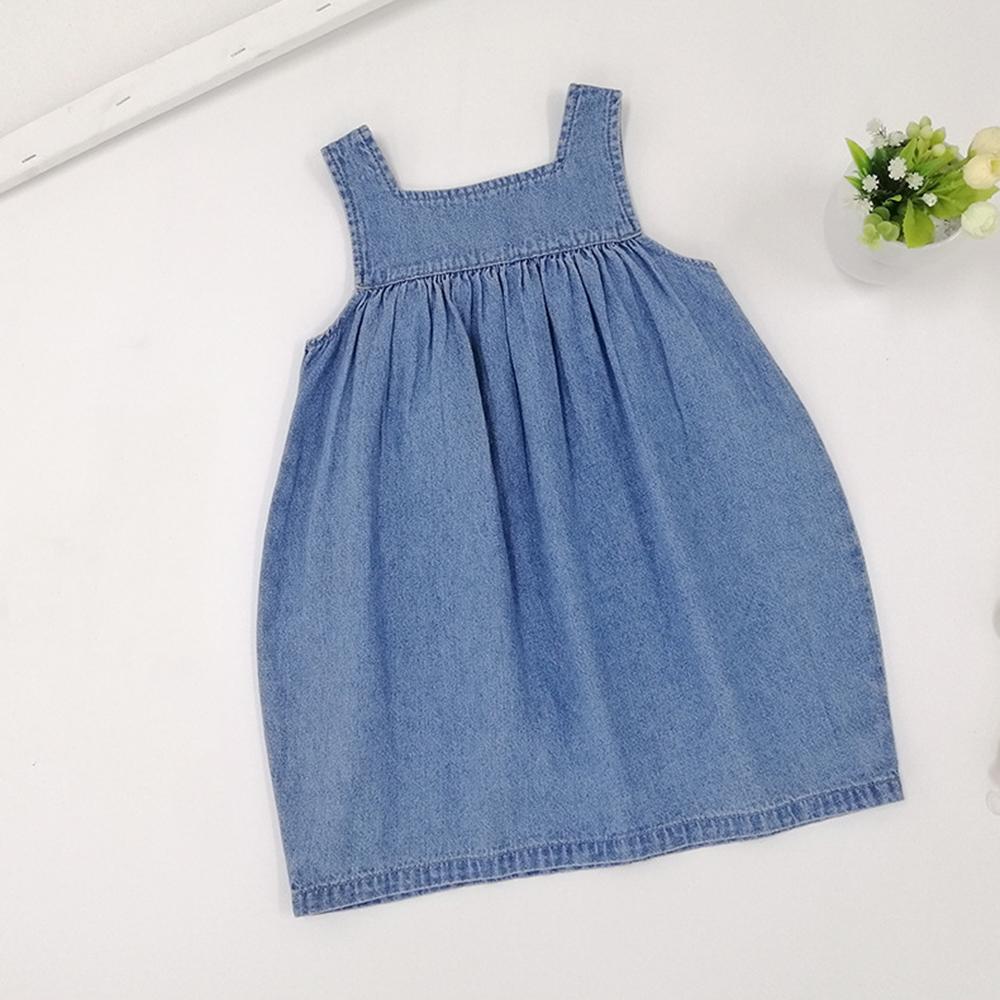 Girls Solid Denim Suspender Dress wholesale childrens clothing