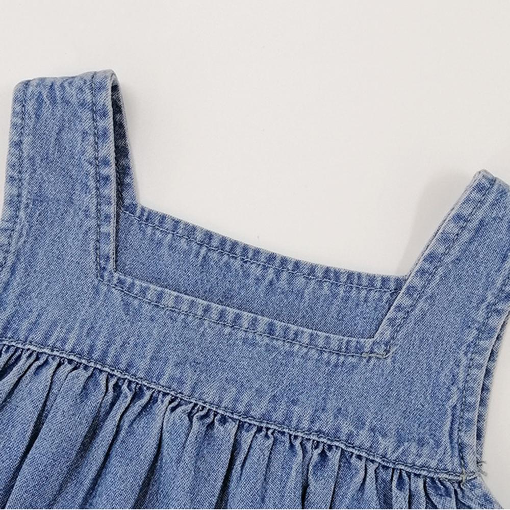 Girls Solid Denim Suspender Dress wholesale childrens clothing