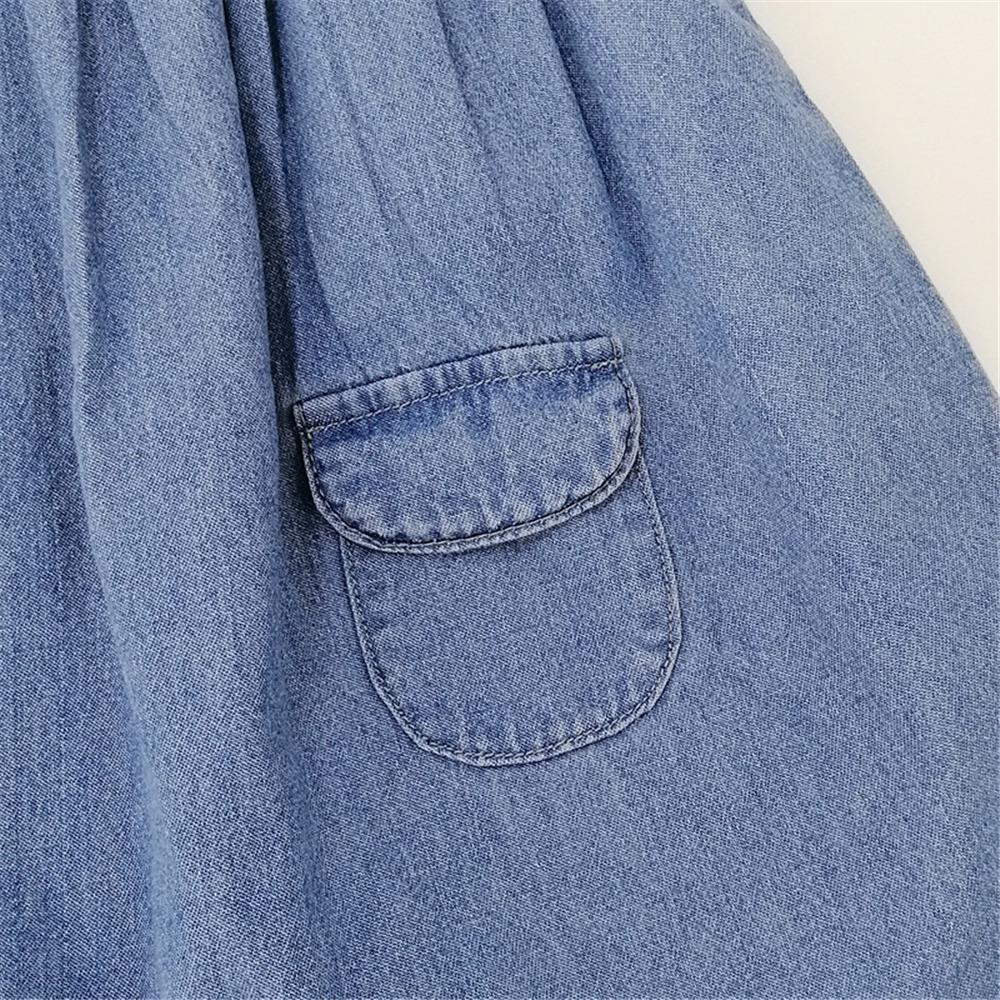 Girls Solid Denim Suspender Dress wholesale childrens clothing