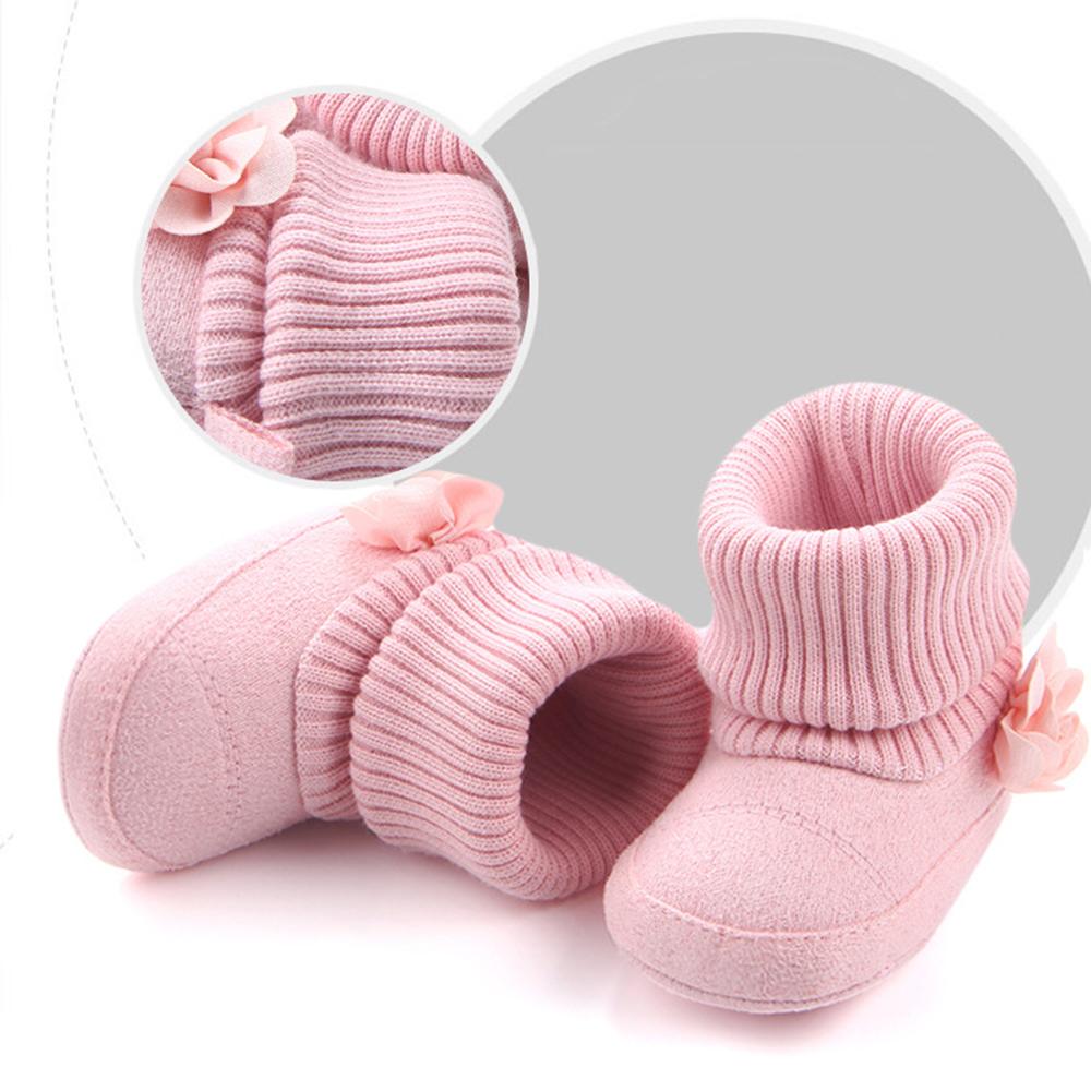 Baby Girls Solid Flower Knitted Snow Boots