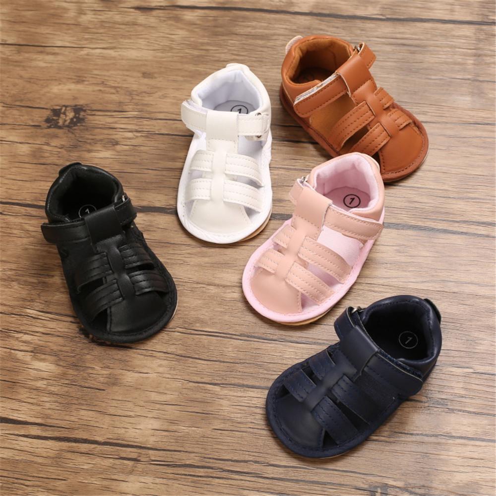 Baby Unisex Solid Hollow Out Magic Tape Sandals Wholesale Baby Shoes Suppliers