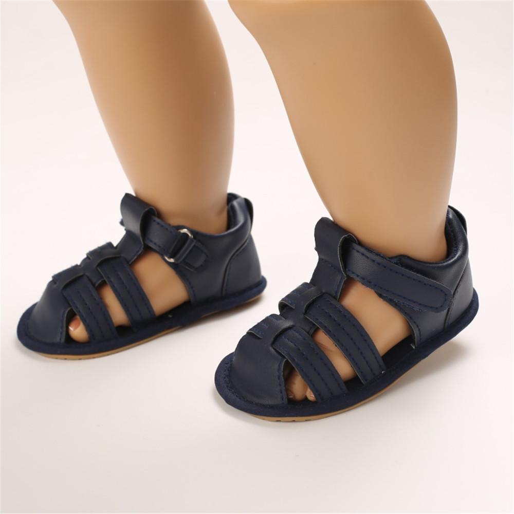 Baby Unisex Solid Hollow Out Magic Tape Sandals Wholesale Baby Shoes Suppliers