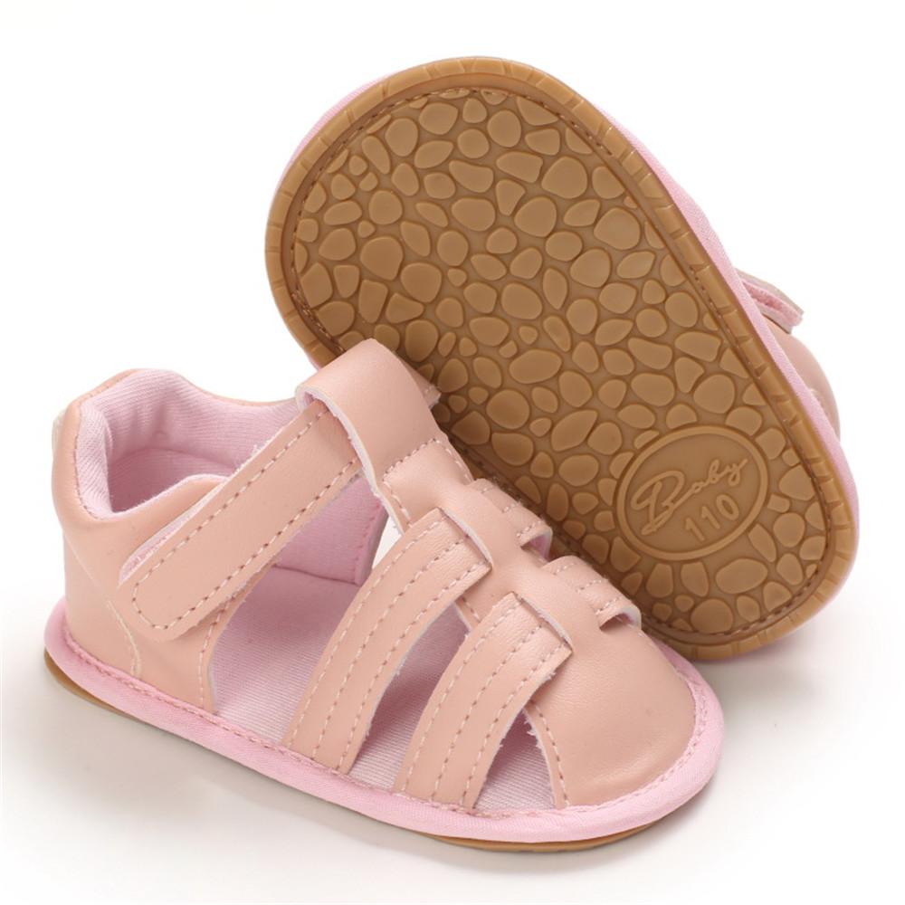 Baby Unisex Solid Hollow Out Magic Tape Sandals Wholesale Baby Shoes Suppliers