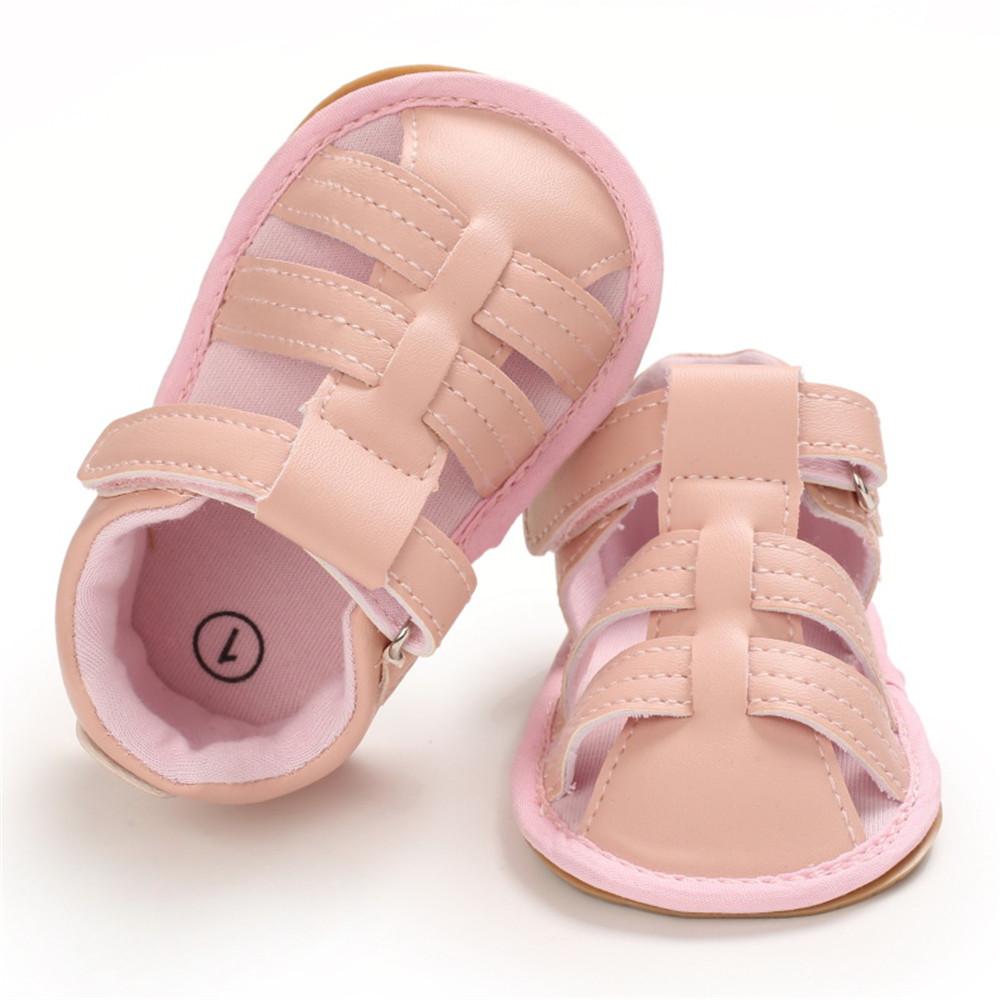 Baby Unisex Solid Hollow Out Magic Tape Sandals Wholesale Baby Shoes Suppliers