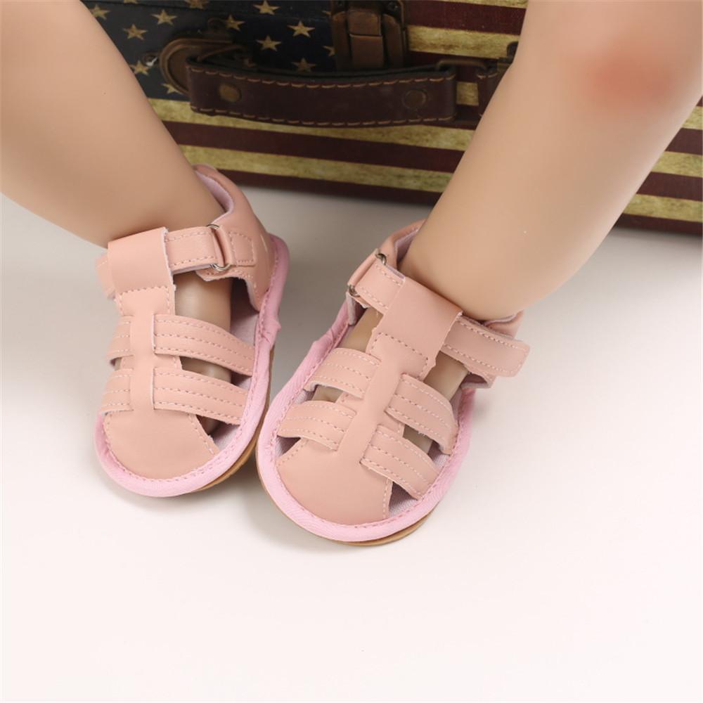 Baby Unisex Solid Hollow Out Magic Tape Sandals Wholesale Baby Shoes Suppliers