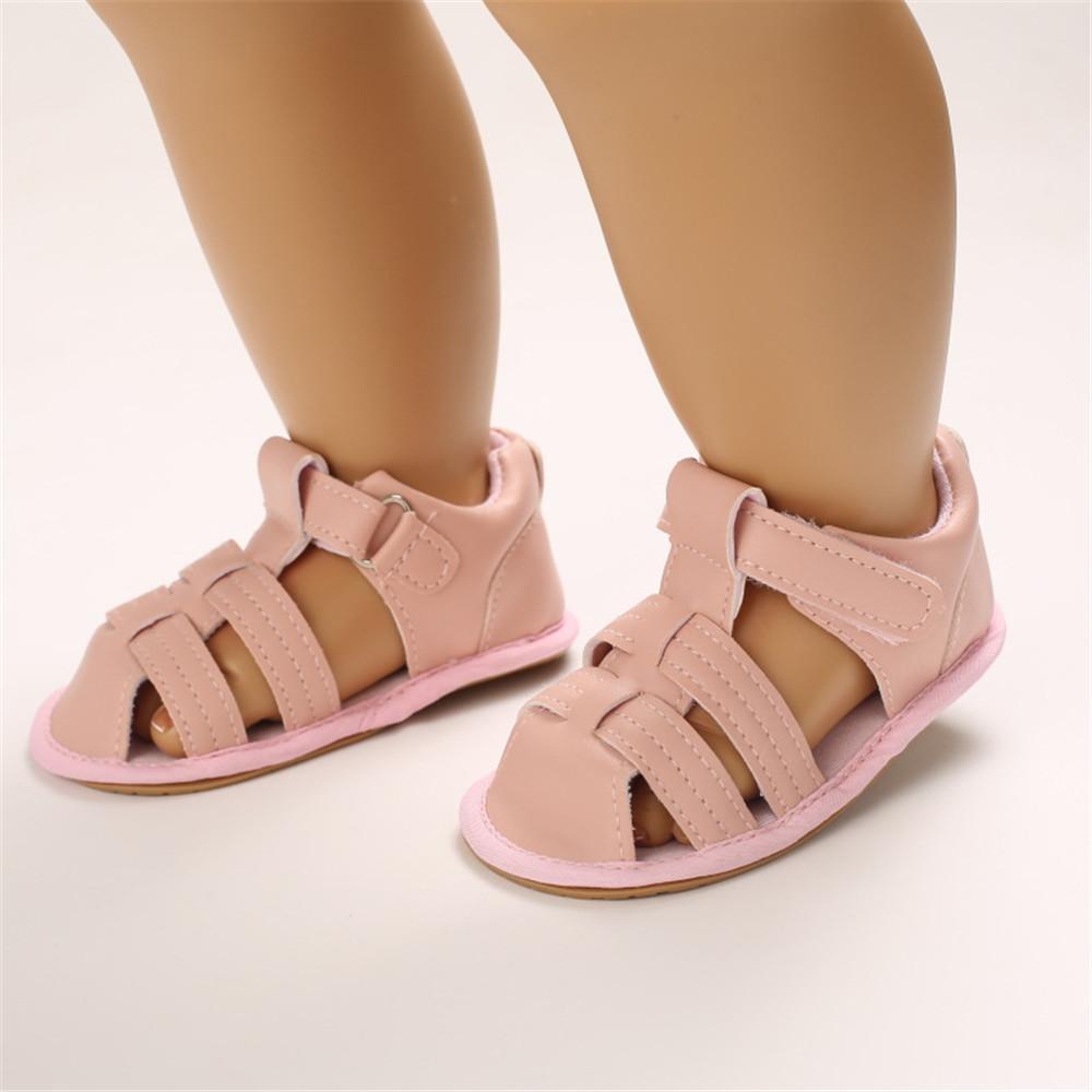 Baby Unisex Solid Hollow Out Magic Tape Sandals Wholesale Baby Shoes Suppliers