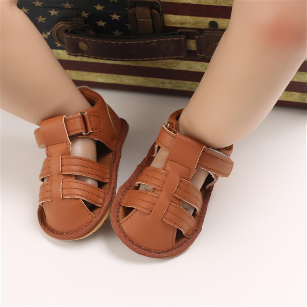 Baby Unisex Solid Hollow Out Magic Tape Sandals Wholesale Baby Shoes Suppliers