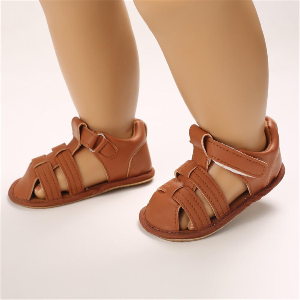 Baby Unisex Solid Hollow Out Magic Tape Sandals Wholesale Baby Shoes Suppliers