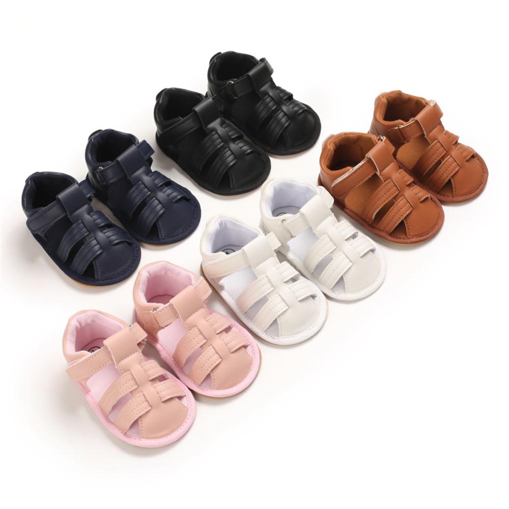 Baby Unisex Solid Hollow Out Magic Tape Sandals Wholesale Baby Shoes Suppliers