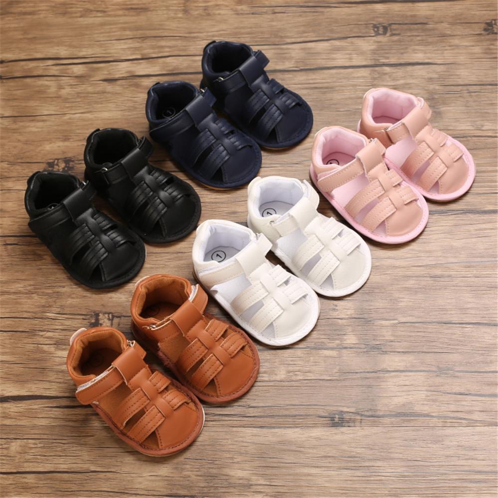 Baby Unisex Solid Hollow Out Magic Tape Sandals Wholesale Baby Shoes Suppliers