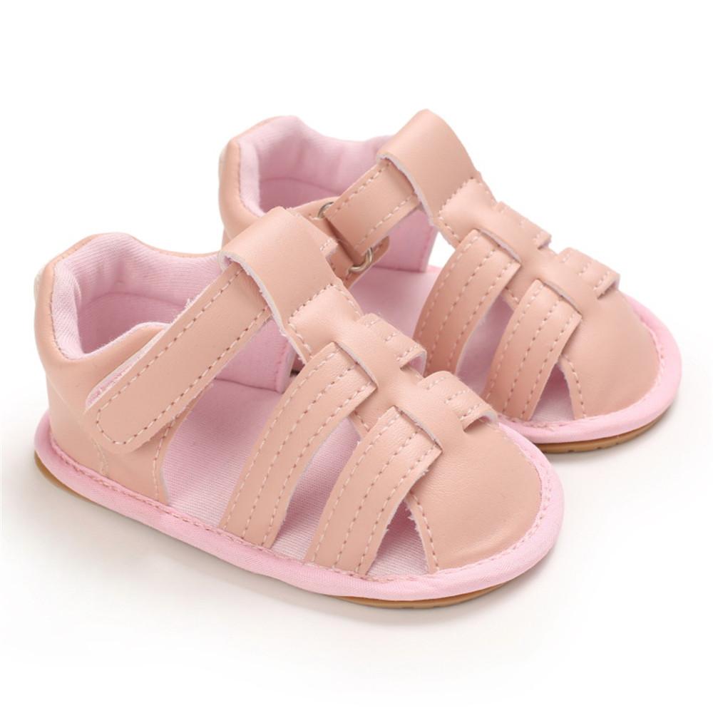 Baby Unisex Solid Hollow Out Magic Tape Sandals Wholesale Baby Shoes Suppliers