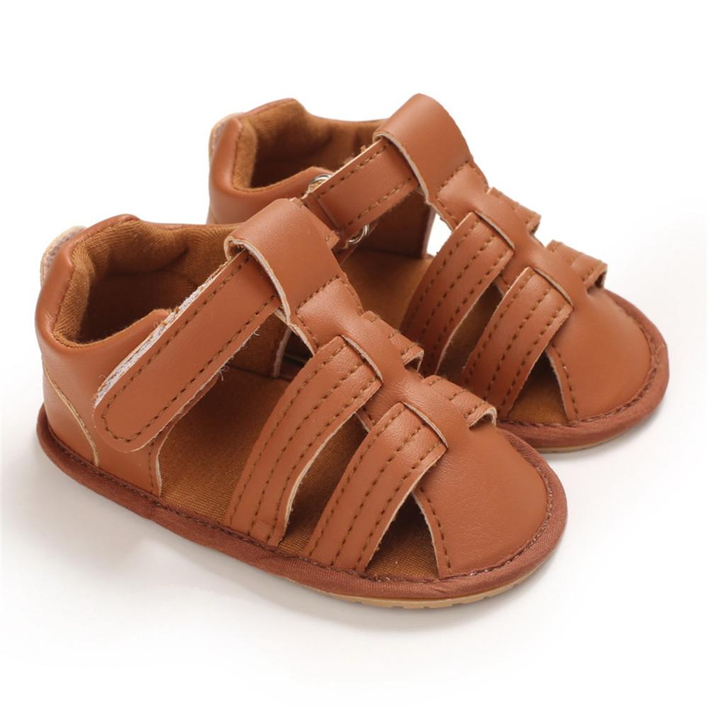 Baby Unisex Solid Hollow Out Magic Tape Sandals Wholesale Baby Shoes Suppliers