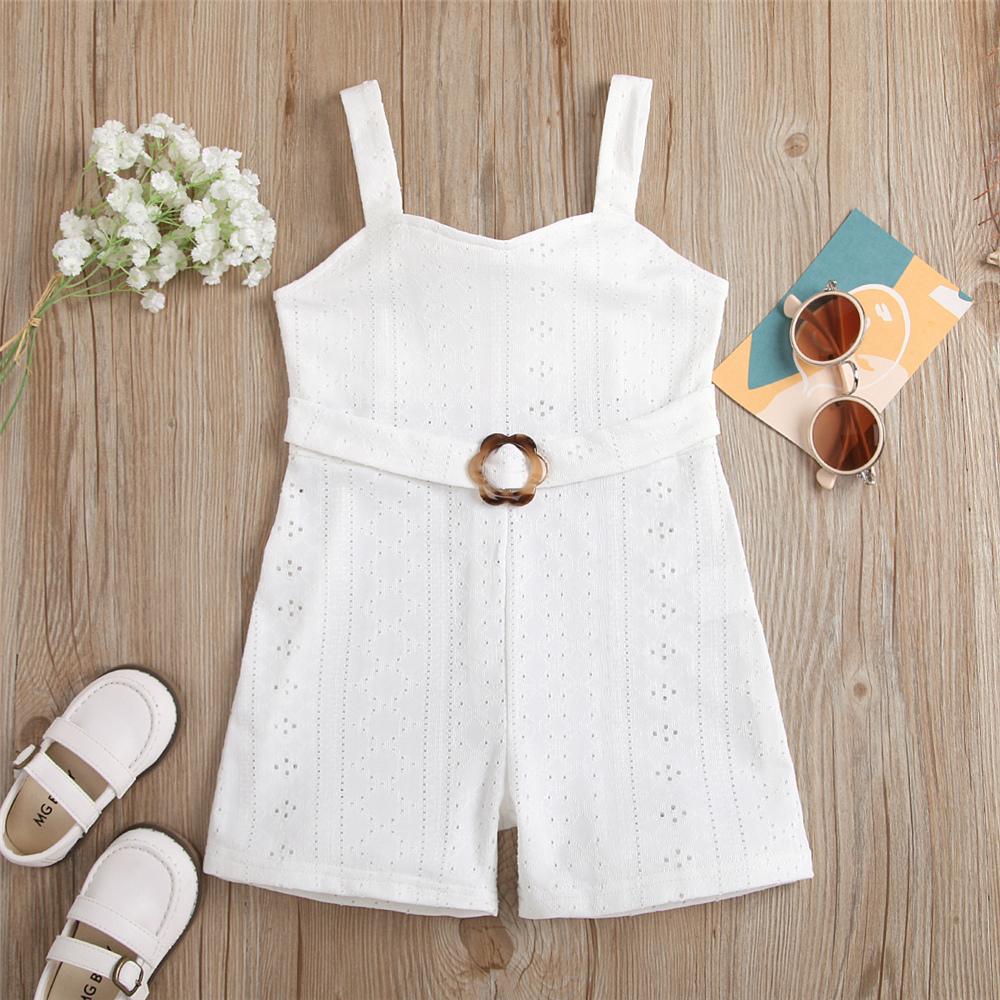 Girls Solid Hollow Out Suspender Jumpsuit kids wholesale clothing