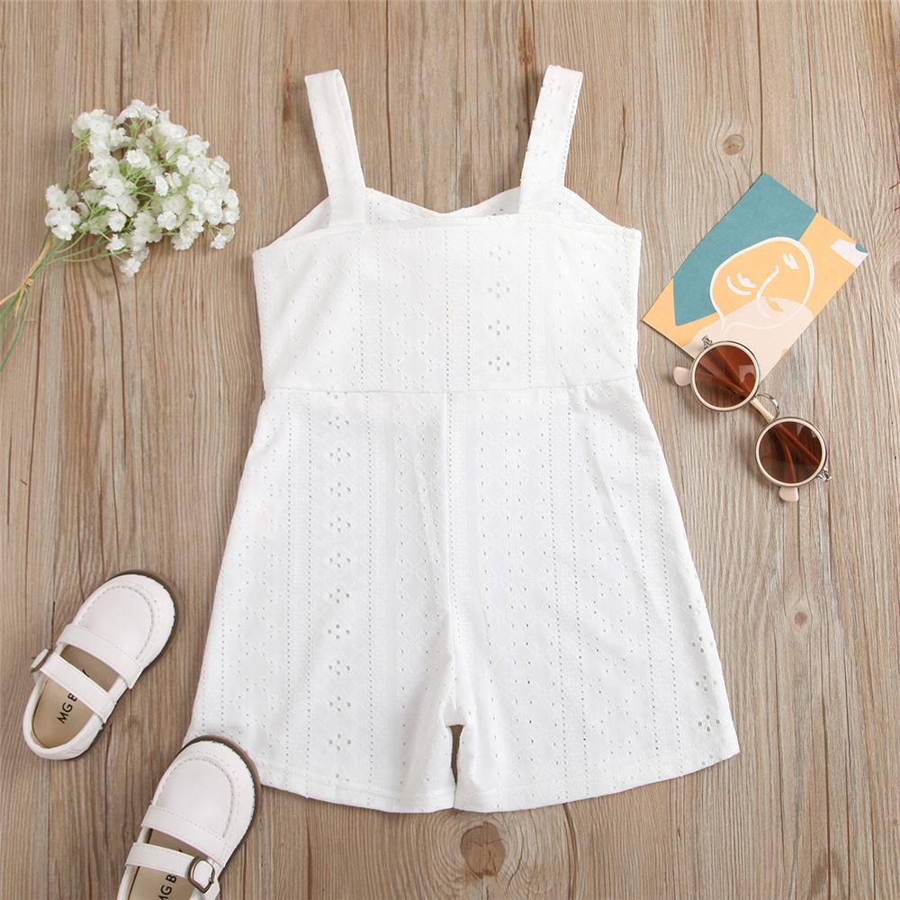 Girls Solid Hollow Out Suspender Jumpsuit kids wholesale clothing