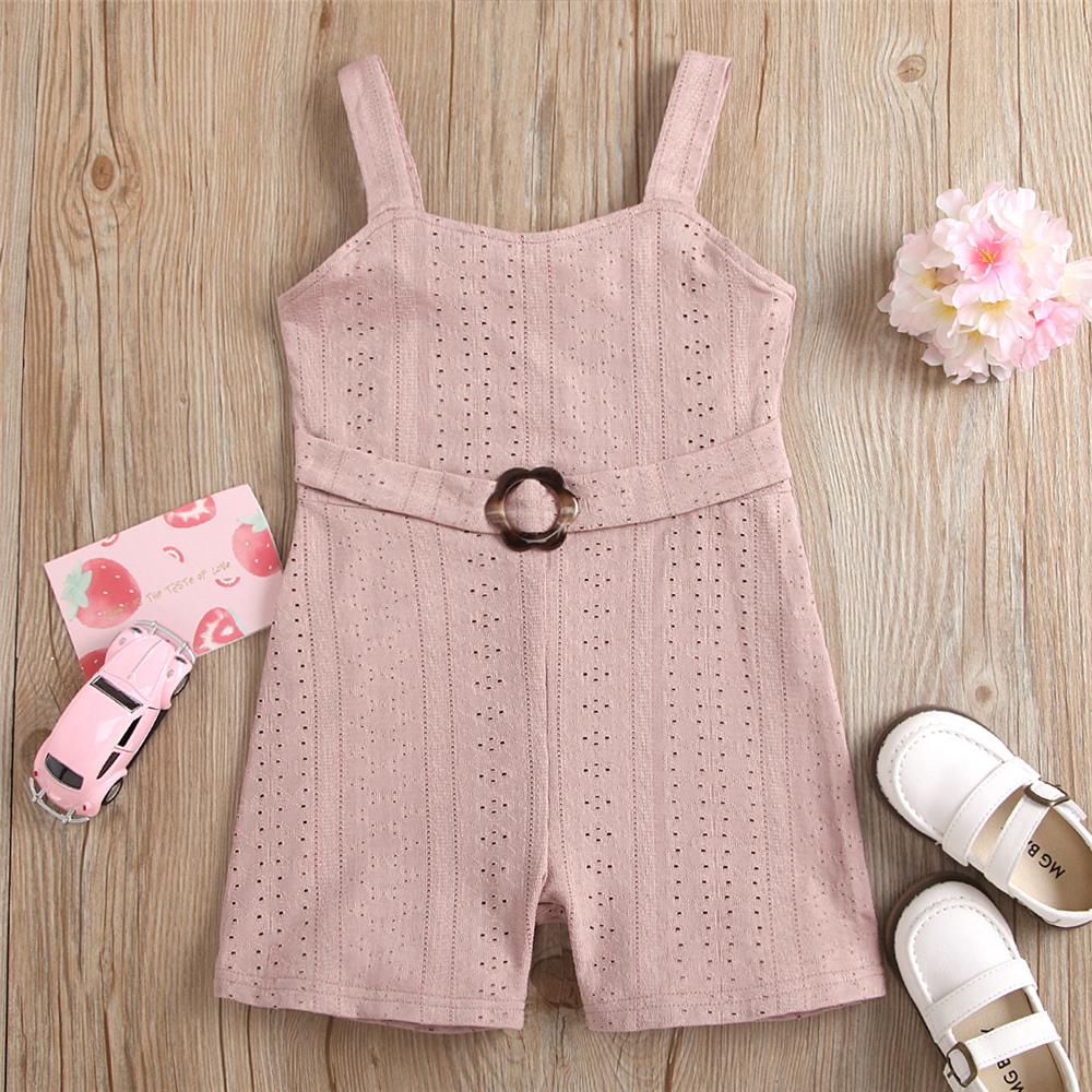 Girls Solid Hollow Out Suspender Jumpsuit kids wholesale clothing