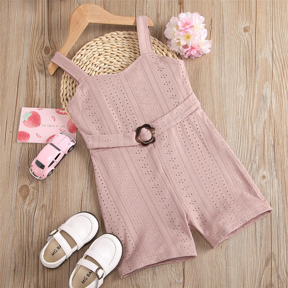 Girls Solid Hollow Out Suspender Jumpsuit kids wholesale clothing