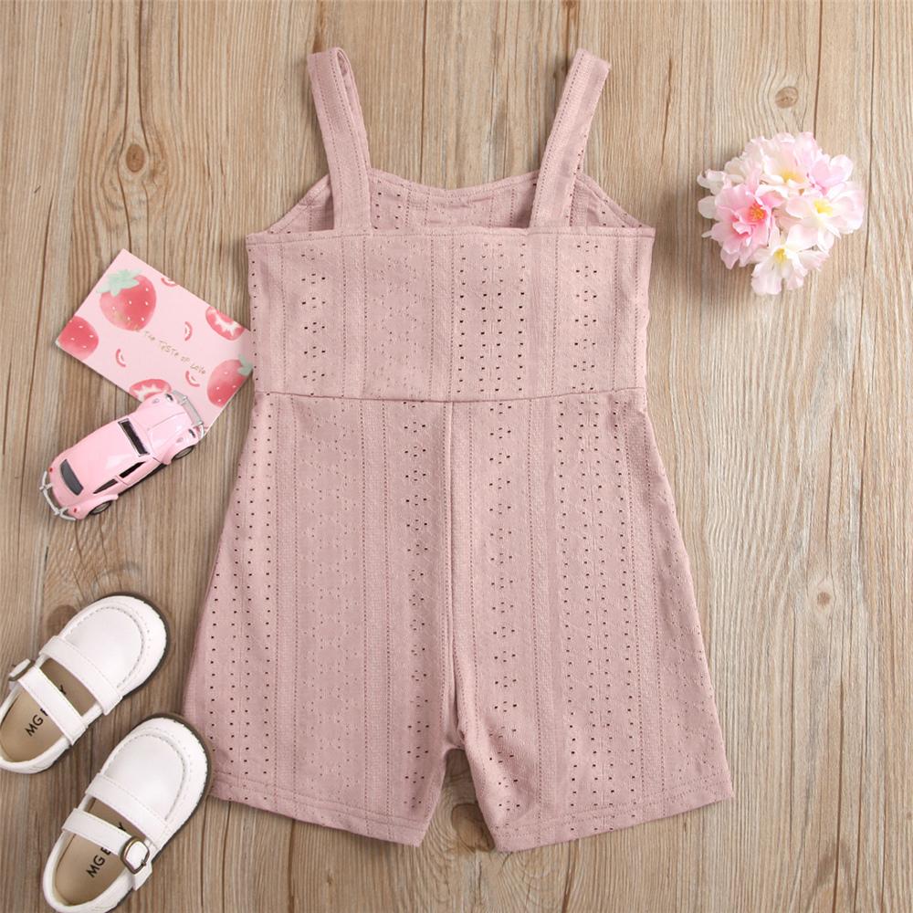 Girls Solid Hollow Out Suspender Jumpsuit kids wholesale clothing