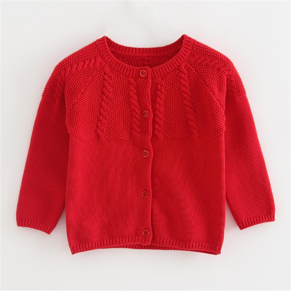 Girls Solid Long Sleeve Casual Sweaters