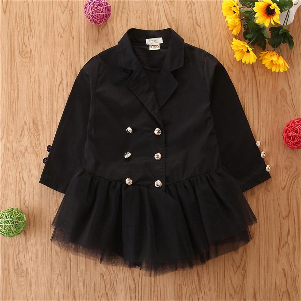 Girls Solid Long Sleeve Splicing Tulle Coats Wholesale