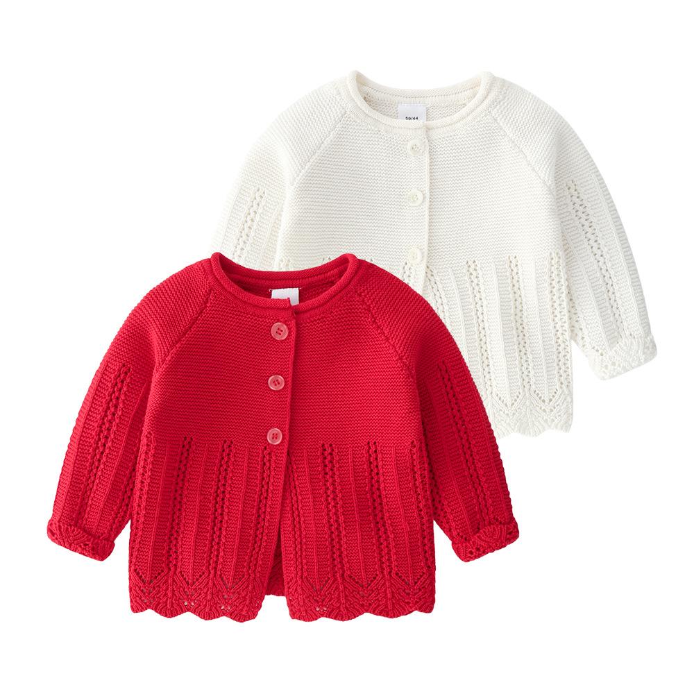 Baby Girls Solid Long Sleeve Sweet Cardigan Sweater Jackets