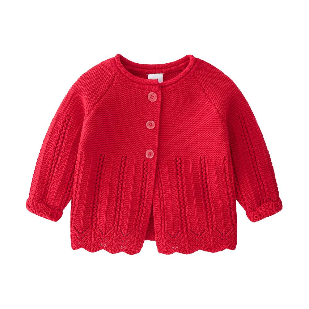 Baby Girls Solid Long Sleeve Sweet Cardigan Sweater Jackets