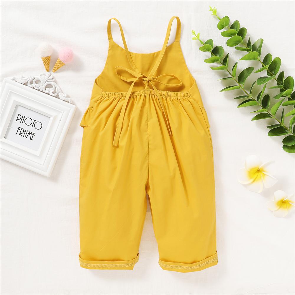 Girls Solid Ruffled Sling Jumpsuit kids wholesale clothing