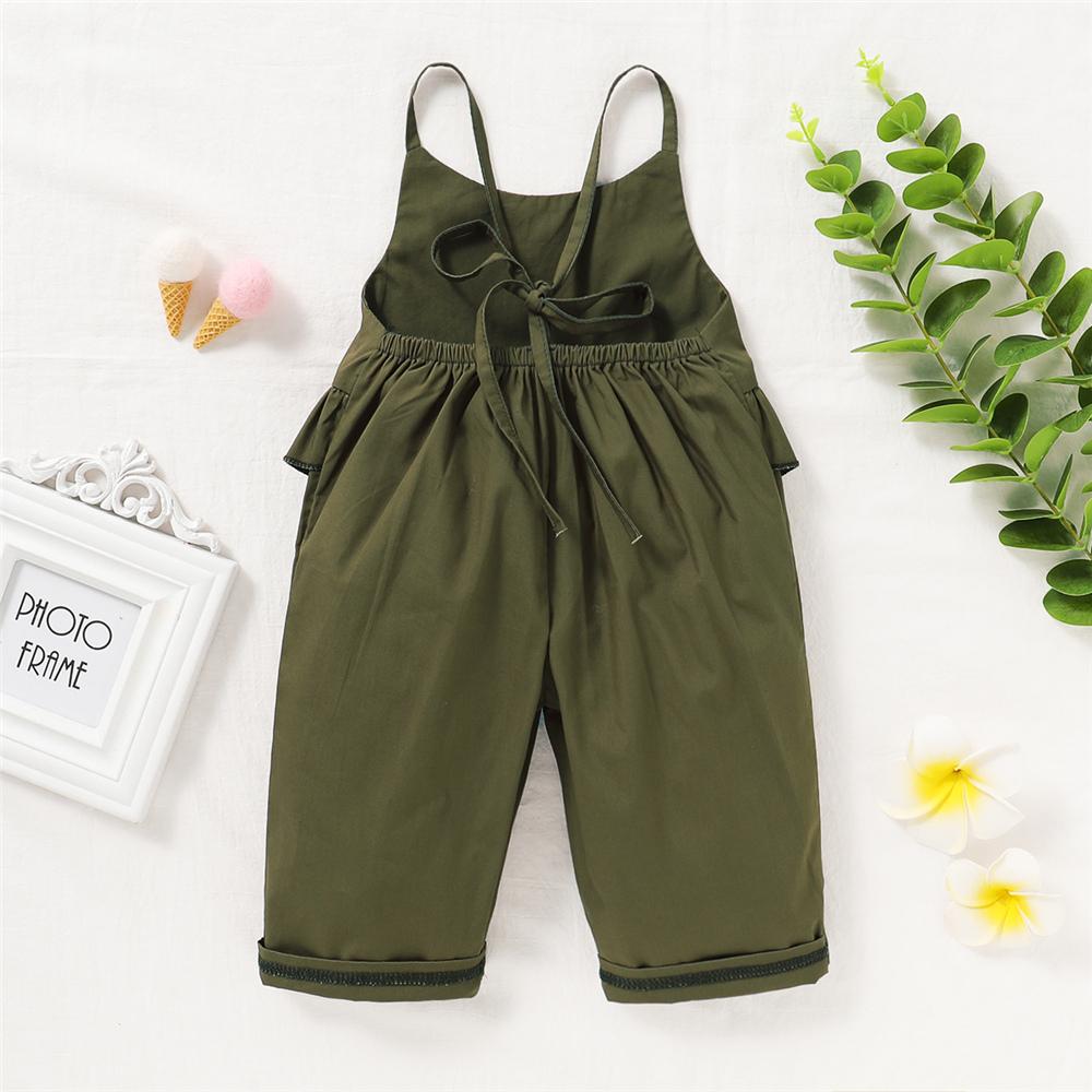 Girls Solid Ruffled Sling Jumpsuit kids wholesale clothing