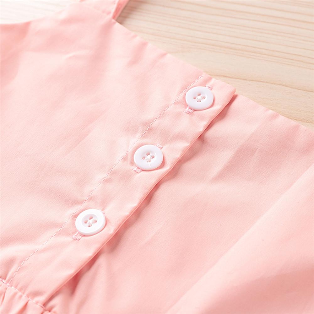 Girls Solid Sling Button Sling Top & Floral Skirt Wholesale Kids Clothing Distributors