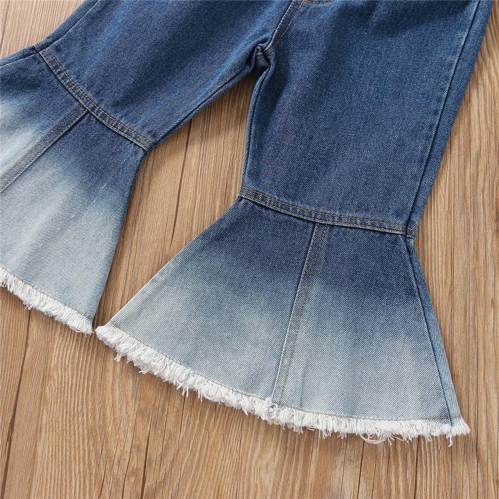 Girls Solid Sling Top & Flared Jeans trendy kids wholesale clothing