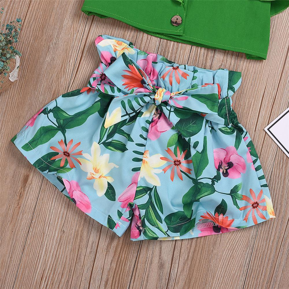 Girls Solid Sling Top & Lotus Shorts Wholesale Little Girls Clothes