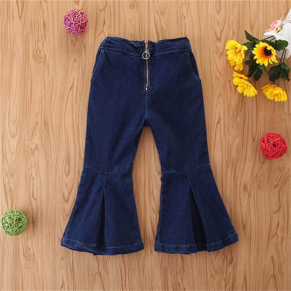 Girls Solid Zipper Bell Jeans Toddler Baby Girl Wholesale Boutique
