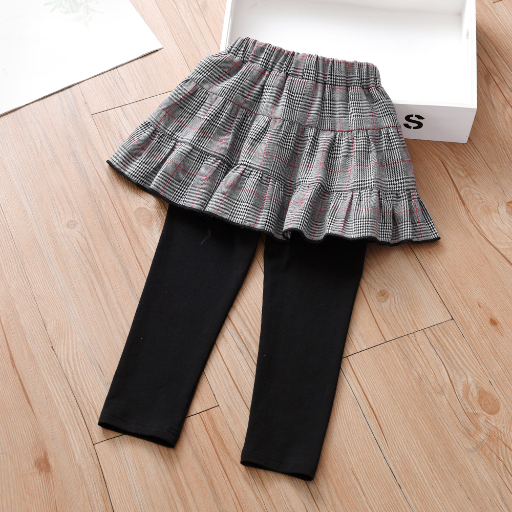 Girls Splicing Plaid Pants trendy kids wholesale clothing