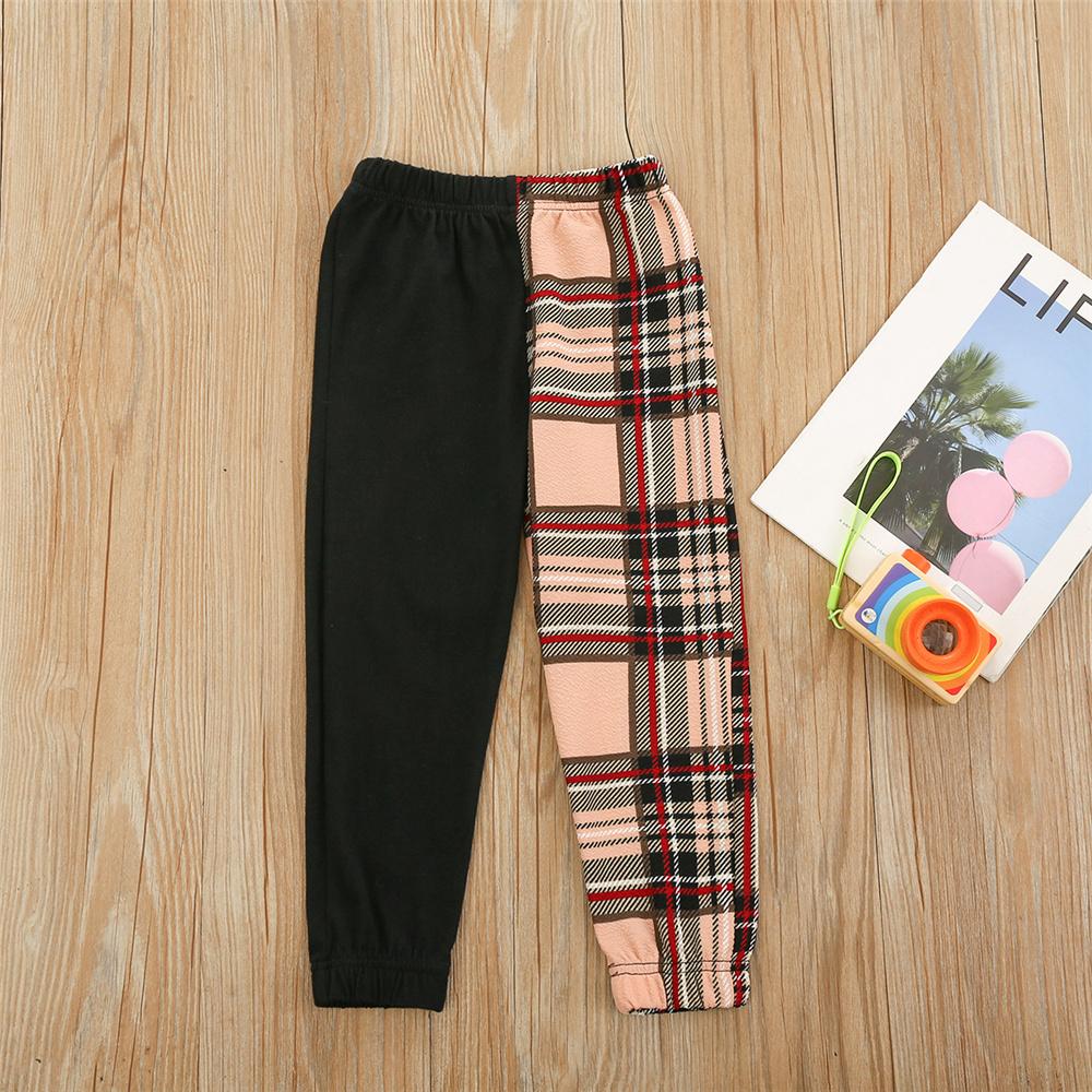 Girls Splicing Plaid Solid Fashion Pants childrens wholesale clothing