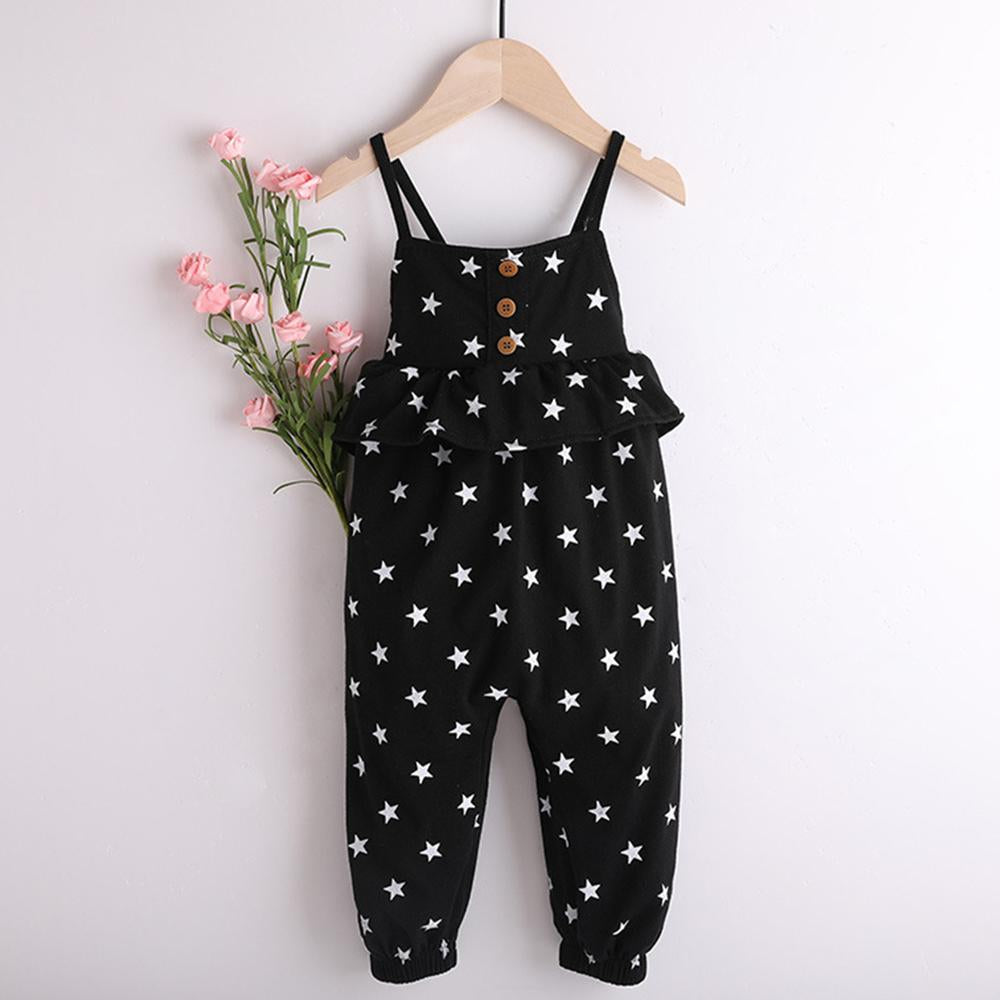 Girls Star Button Sling Jumpsuit Trendy Kids Wholesale Clothing