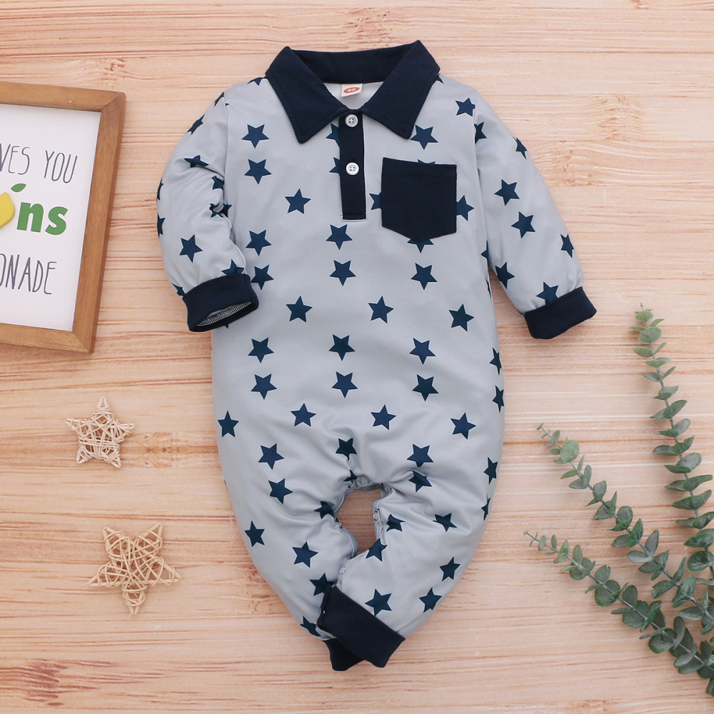 Baby Boys Star Long Sleeve Romper wholesale baby