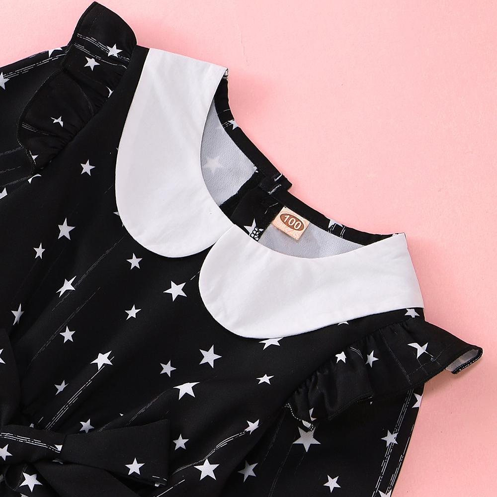 Girls Star Printed Long Sleeve Doll Collar Jumpsuit Girls Clothing Wholesale