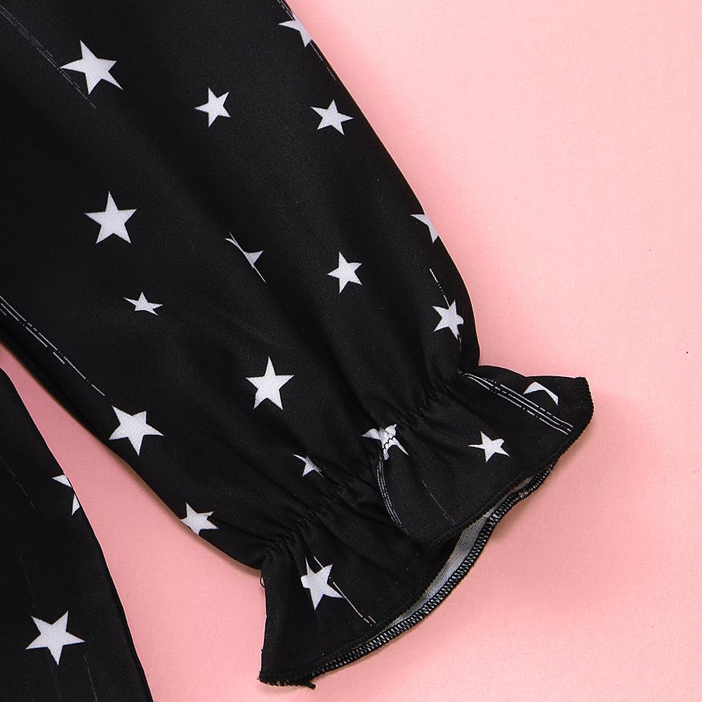 Girls Star Printed Long Sleeve Doll Collar Jumpsuit Girls Clothing Wholesale