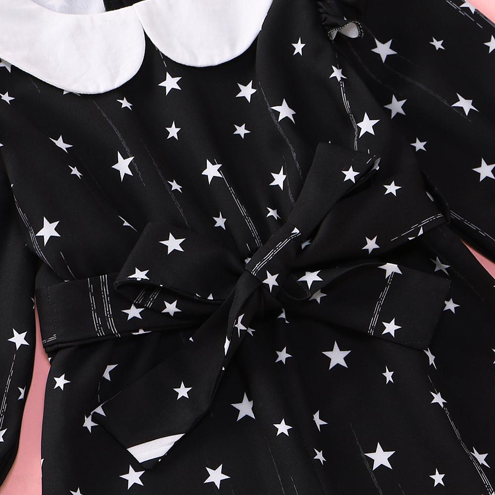 Girls Star Printed Long Sleeve Doll Collar Jumpsuit Girls Clothing Wholesale