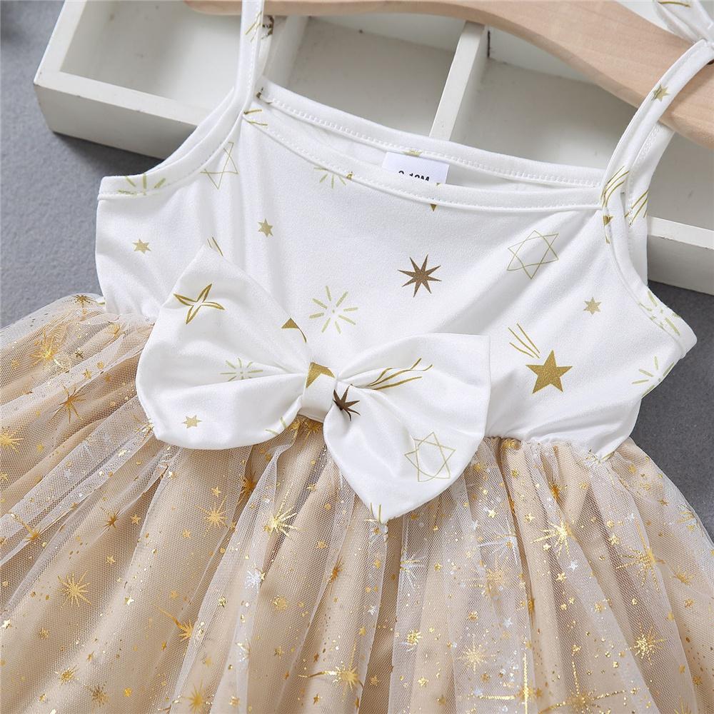 Baby Girls Star Sequin Printed Mesh Suspender Dress wholesale childrens clothing