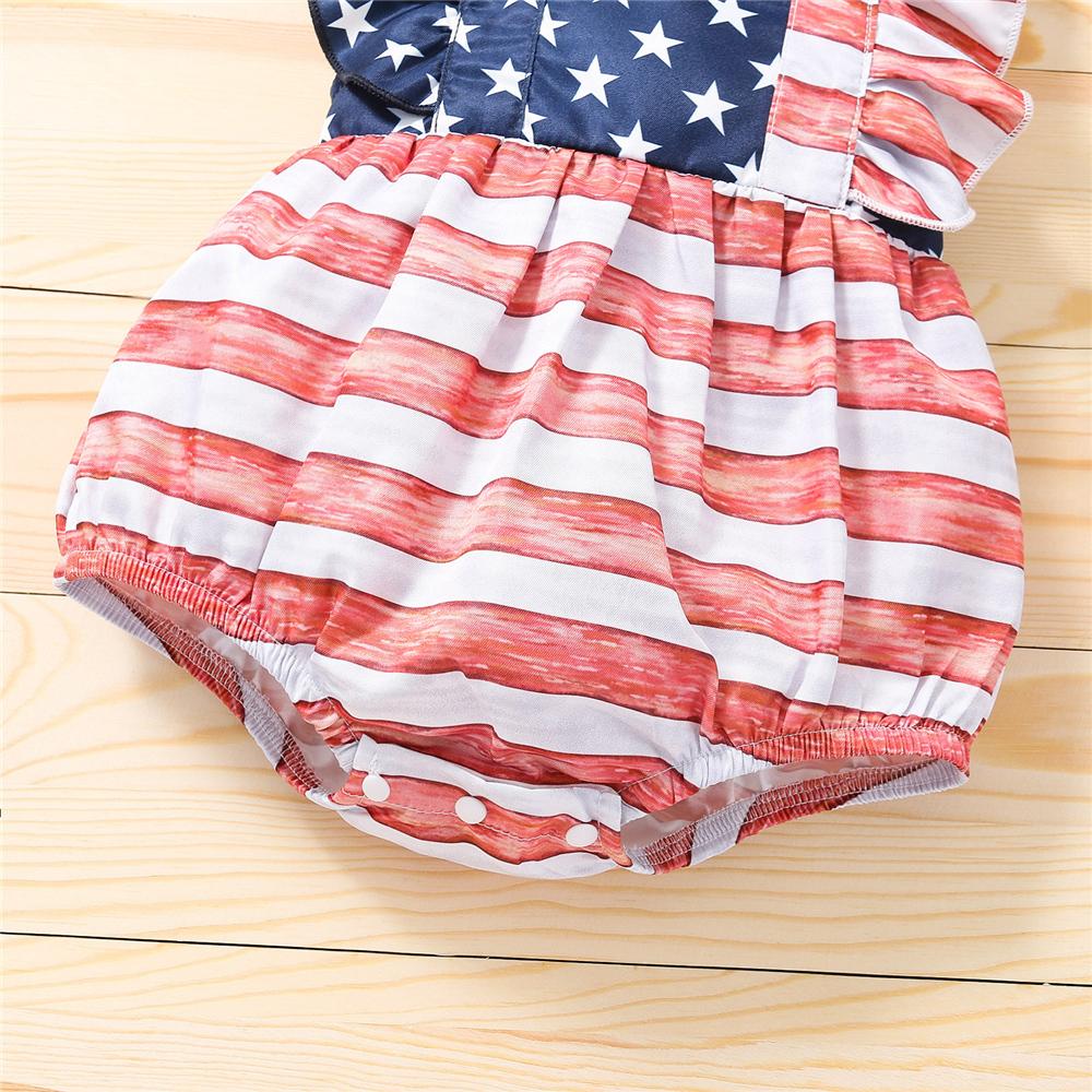 Baby Girls Star Striped Romper & Headband Wholesale Baby Clothes