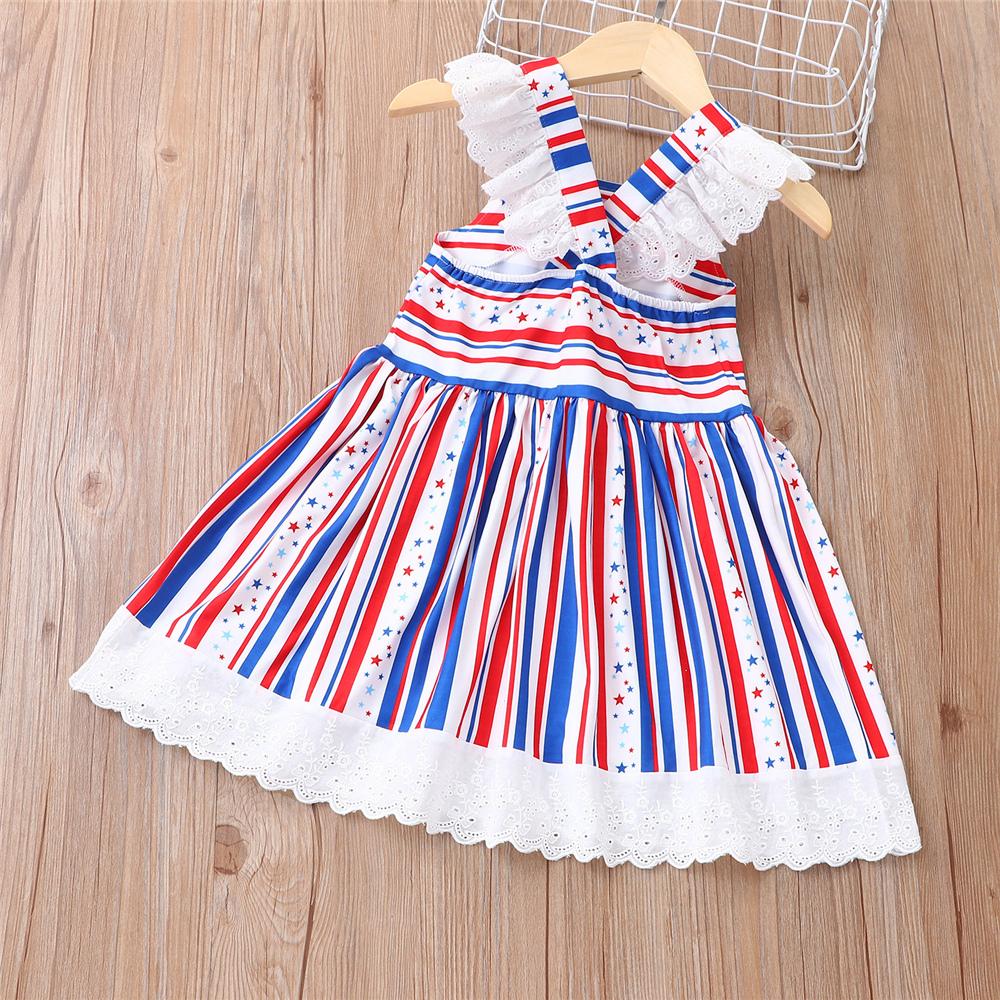 Girls Star Striped Sleeveless Dress wholesale childrens clothing