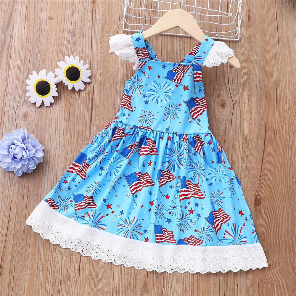 Girls Star Striped Sleeveless Dress wholesale childrens clothing