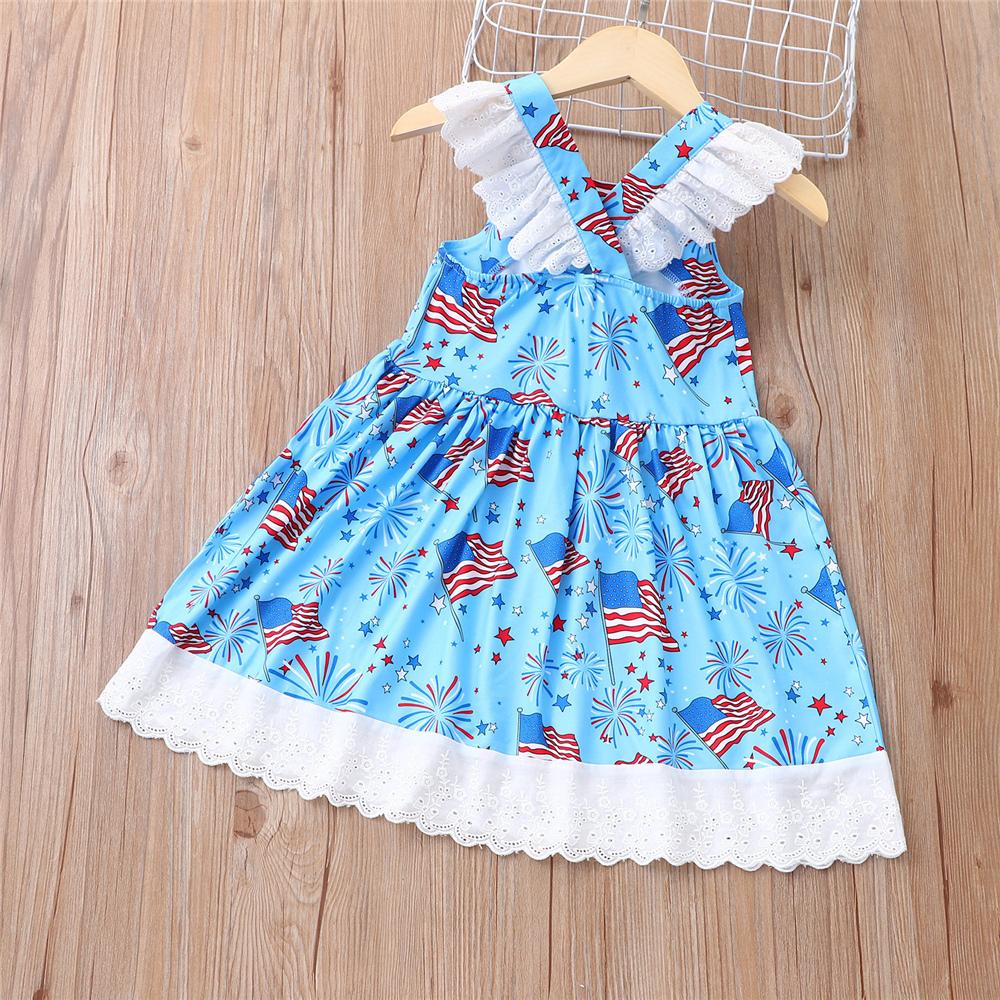 Girls Star Striped Sleeveless Dress wholesale childrens clothing